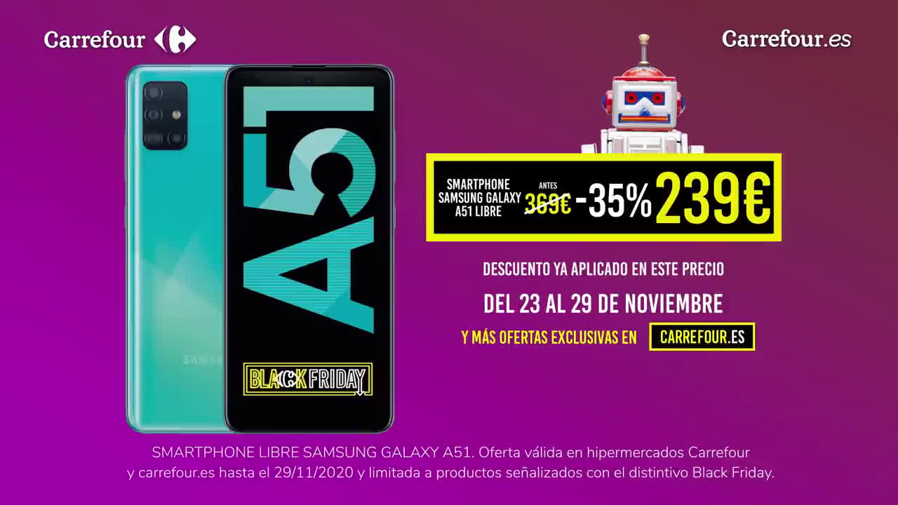 Carrefour BLACK FRIDAY - SMARTPHONE SAMSUNG GALAXY A51 A 239€ anuncio