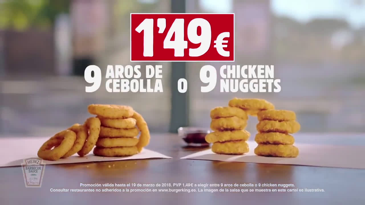 Burger King 9 NUGGETS o 9 AROS DE CEBOLLA a 1,49€ anuncio