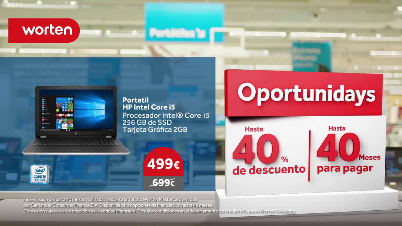 Worten OPORTUNIDAYS: Consigue un fantástico portatil HP Intel Core i5 con 256 GB de SSD anuncio