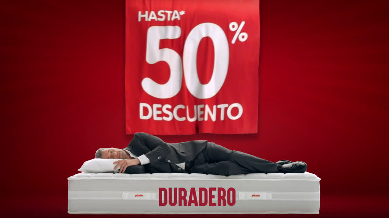 Pikolin Rebajas 50% · Descansa con Pikolin anuncio