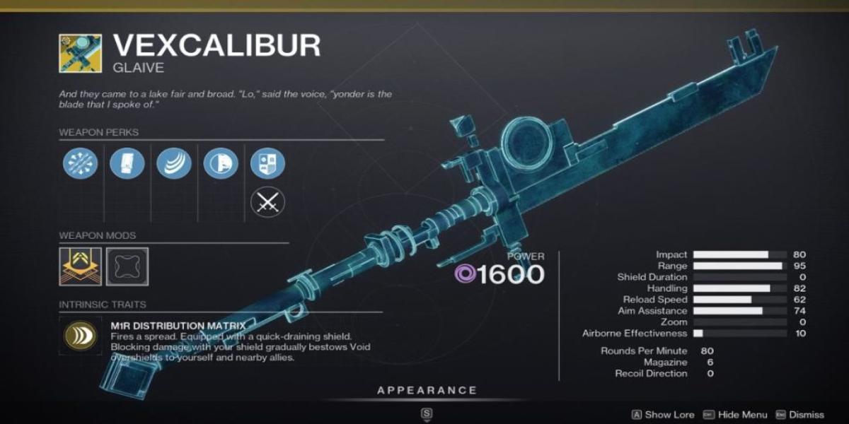 Catalyseur immobile Refit Vexcalibur en Destiny 2