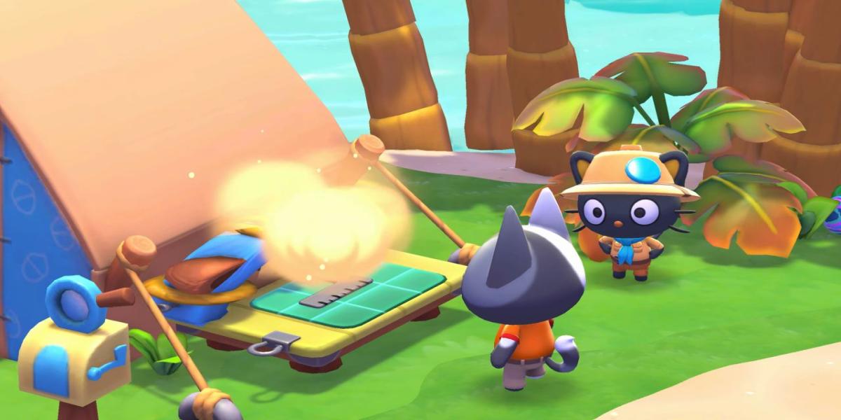 Man in Hello Kitty Island Adventure eine Jack-O-Laterne