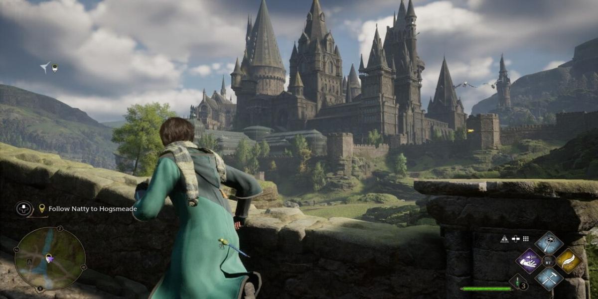 Man in Hogwarts Legacy ein Einhorn fängt