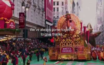 Who is the actor in the Macy's Thanksgiving Day Parade ad?
