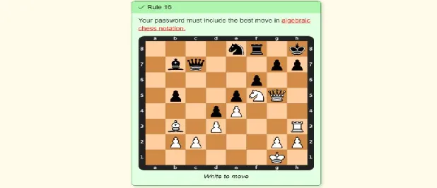 The Password Game: How to Beat Rule 16 (Algebraic Chess)