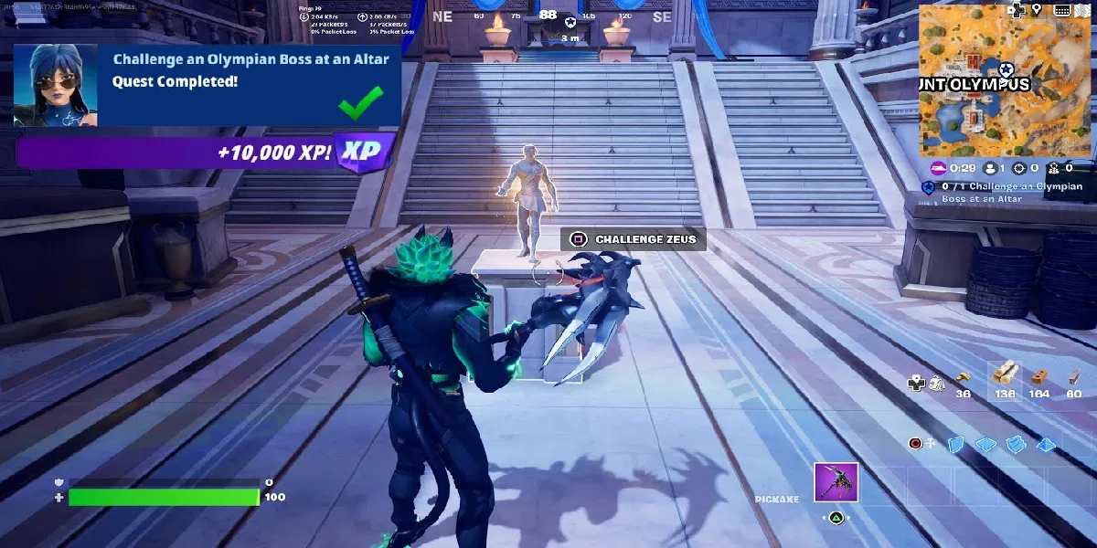 défiez un boss olympique sur un autel dans Fortnite
