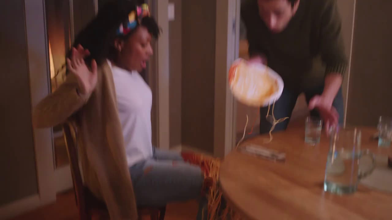  man drops the dough on his partner