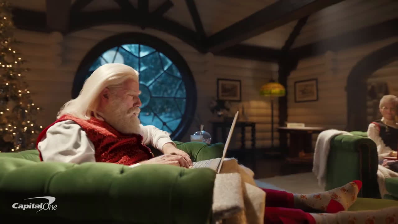 Capital One John Travolta playing Santa Claus Ad Commercial on TV