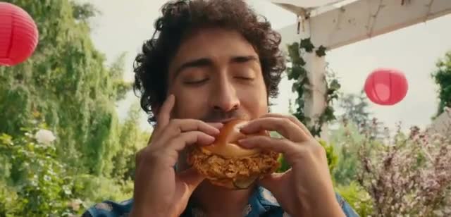 KFC Man starts tasting the hamburger in his head