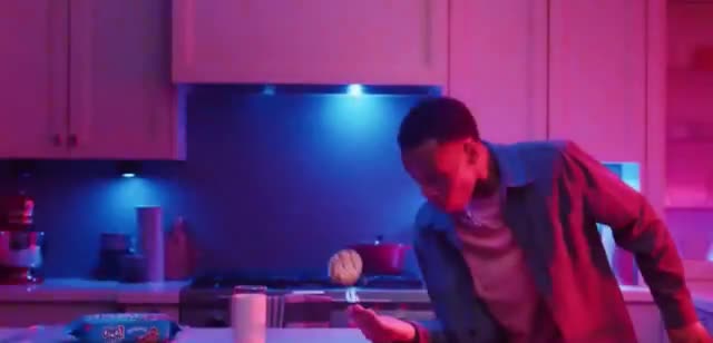  Man follows in the footsteps of a dancing cookie