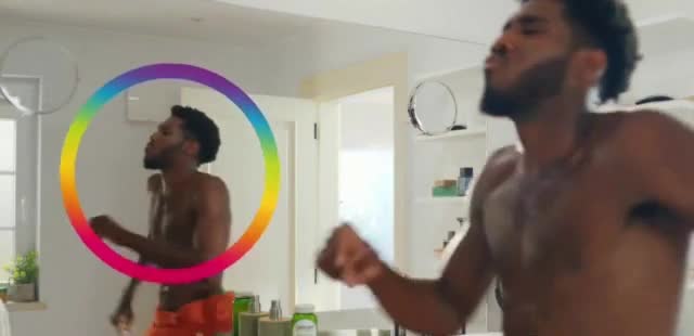  Man dancing in front of the mirror