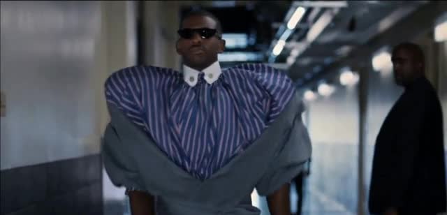 State Farm Chris Paul wearing strange runway clothes