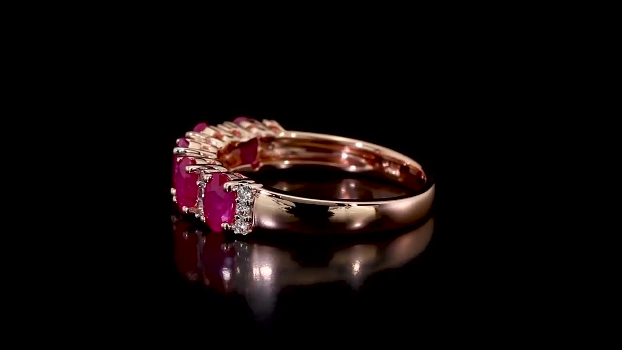 REEDS Jewelers Oval Ruby and 1/6ctw Diamond Rose Gold Ring