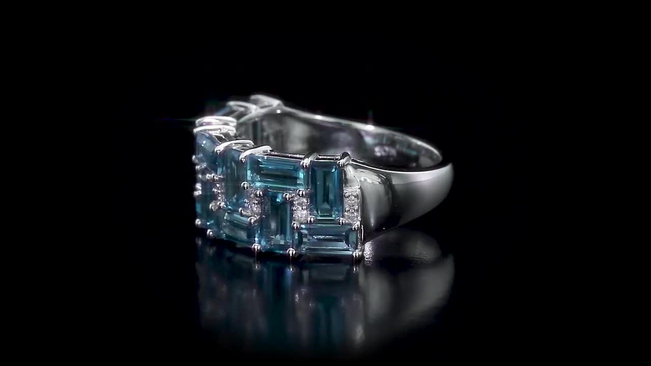REEDS Jewelers London Blue Topaz and 1/10ctw Diamond Geometric 