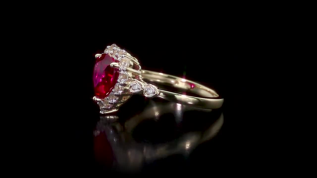 REEDS Jewelers eart-Shaped Created Ruby, White Topaz, and Diamond