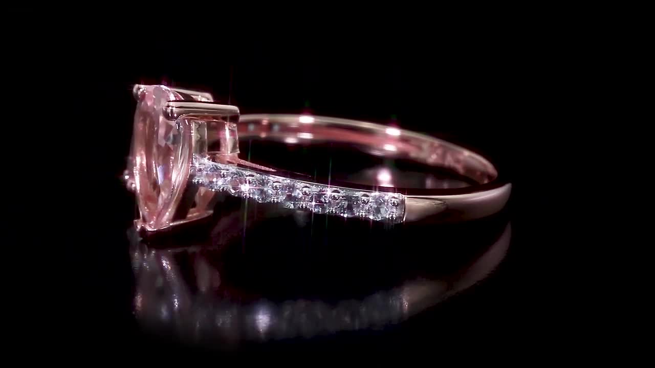 REEDS Jewelers Pear Morganite, Aquamarine, and White Topaz Rose