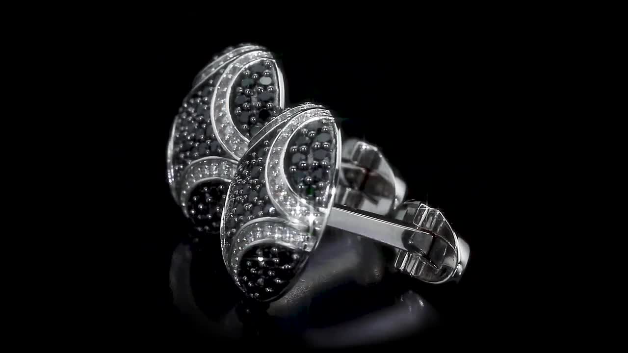  Black Sapphire and 3/8ctw Diamond White Gold Round 