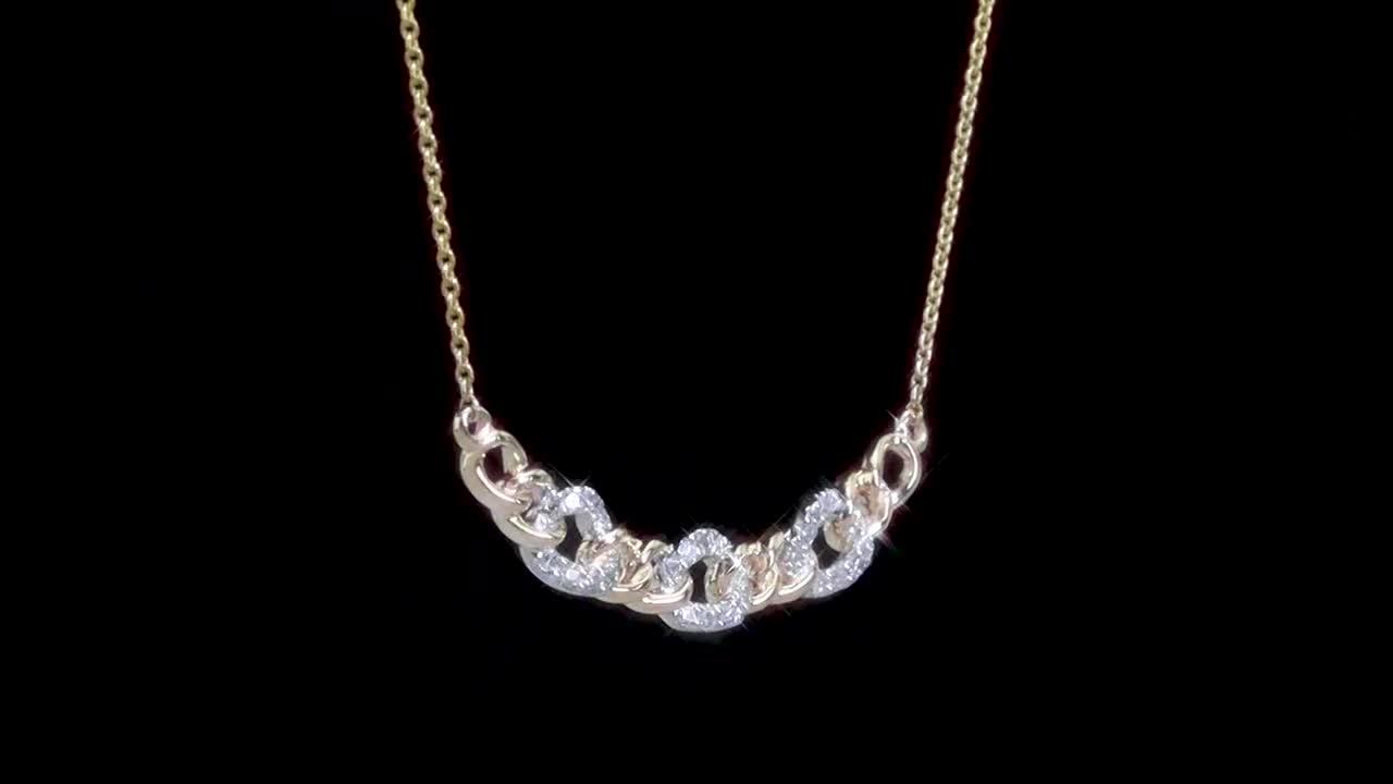 REEDS Jewelers 1/10ctw Diamond Link Design Curved Bar Two-Tone Yellow