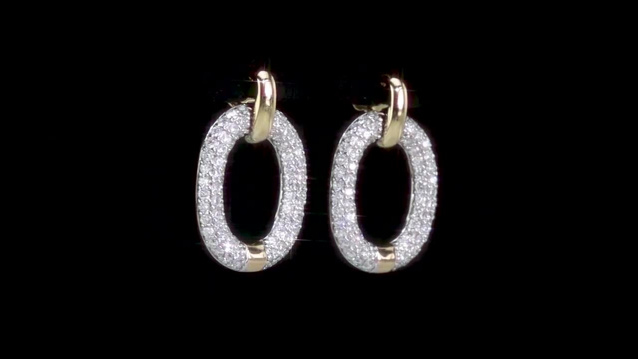 REEDS Jewelers 3/4ctw Diamond Oval Link Yellow Gold Drop Earrings