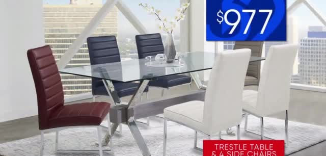 Rooms to Go Anniversary 'Trestle Table and Four Side Chairs: $977'