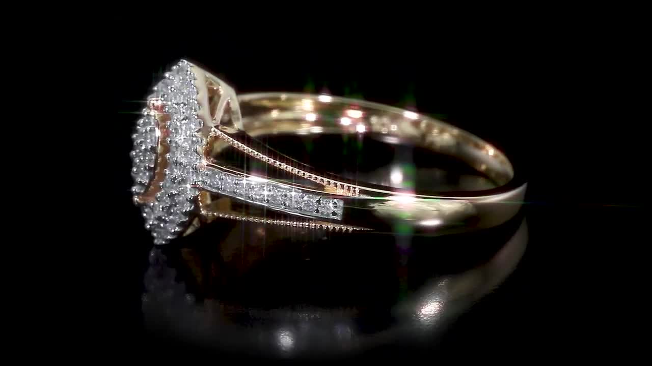 REEDS Jewelers 1/4ctw Diamond Marquise-Shaped Double Halo Yellow Gold