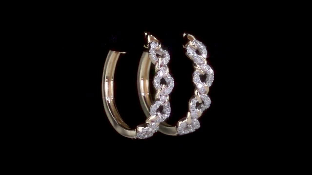 REEDS Jewelers 1/3ctw Diamond Oval Link Yellow Gold Hoop Earrings