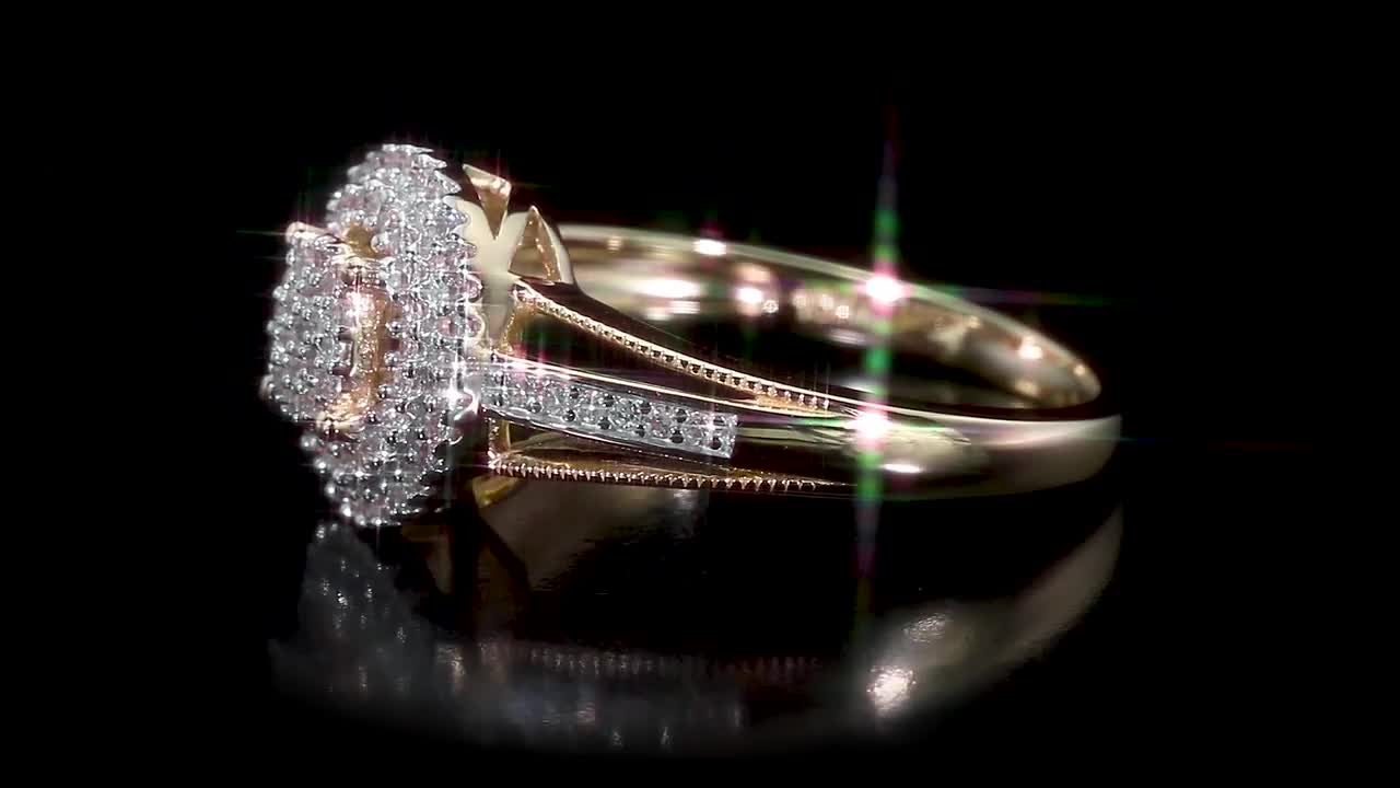 REEDS Jewelers 1/4ctw Diamond Yellow Gold Cluster Halo Fashion Ring