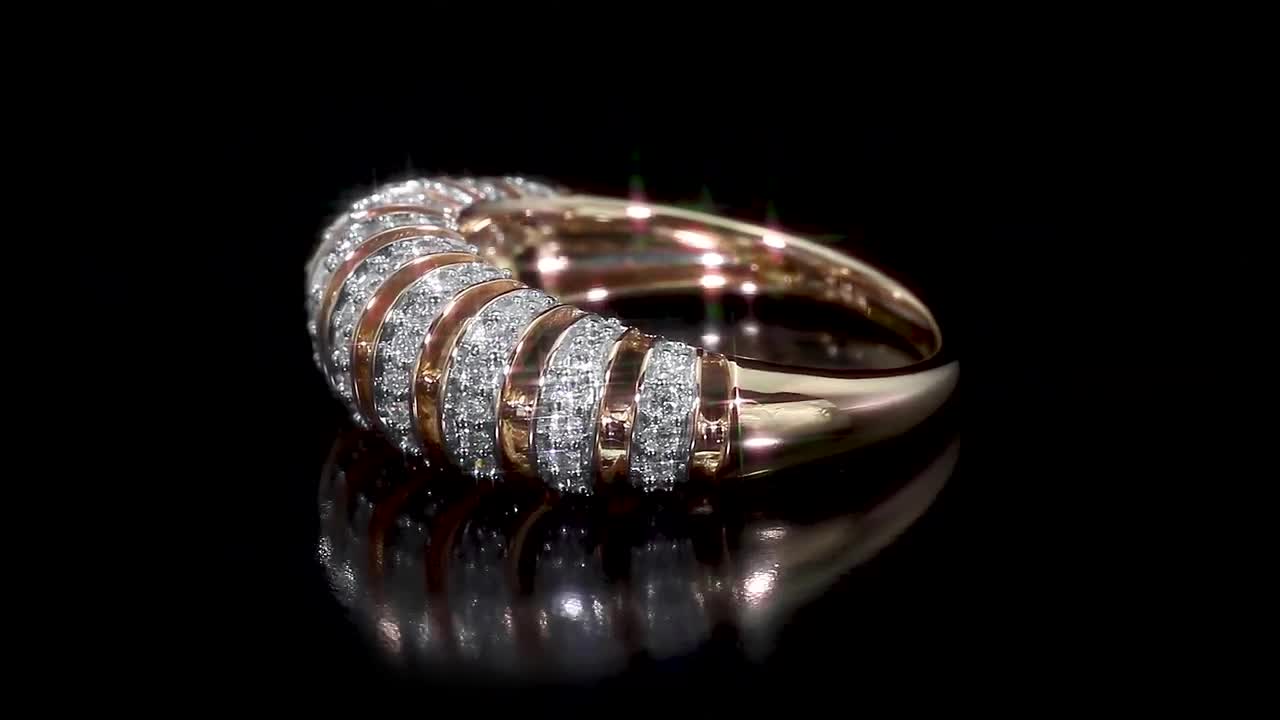 REEDS Jewelers 1/2ctw Diamond Multi-Row Yellow Gold Fashion Ring