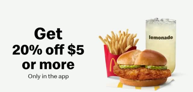 McDonald´s 'Sweet Deal on Your Faves: 20% Off $5 or More'