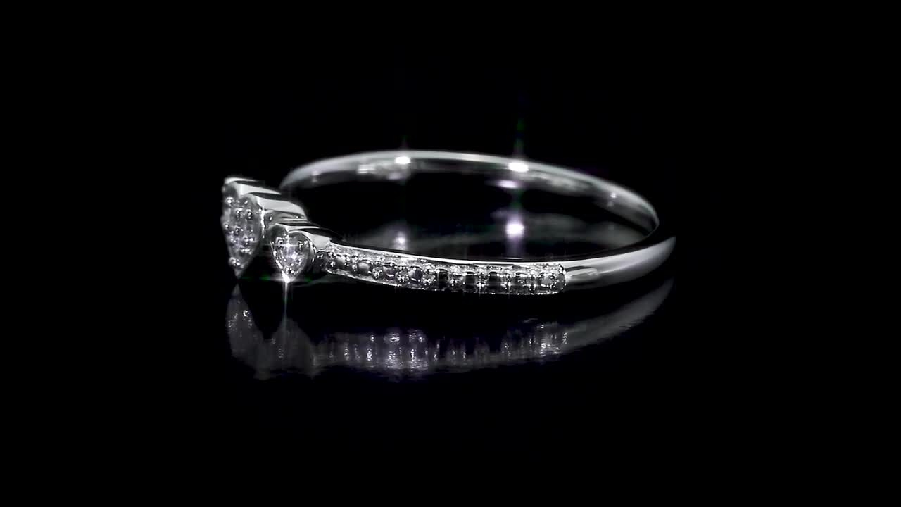 REEDS Jewelers 1/20ctw Diamond Triple Heart Sterling Silver Promise