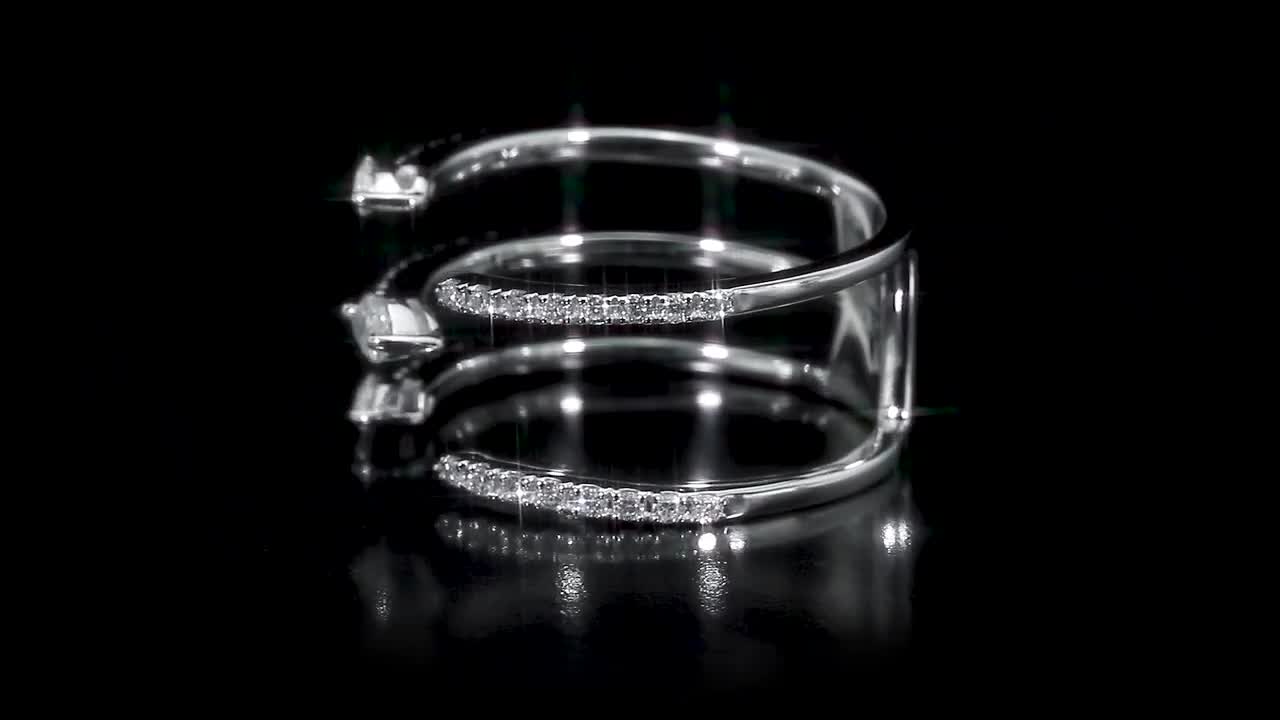  1/2ctw Marquise and Round Diamond White Gold Open Band