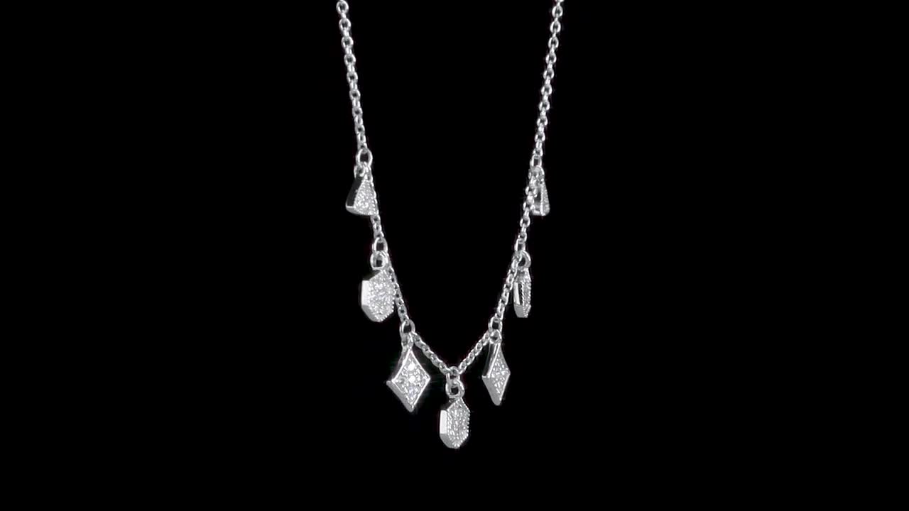 REEDS Jewelers 1/5ctw Diamond Station Dangle White Gold Necklace