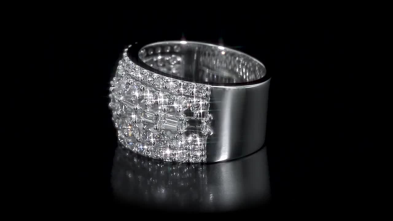 REEDS Jewelers 2 3/4ctw Parallel Baguette and Round Diamond Multi-Row