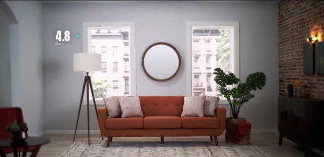 Bob's Discount Furniture Bob says that his sofa has more pillows and several colors.