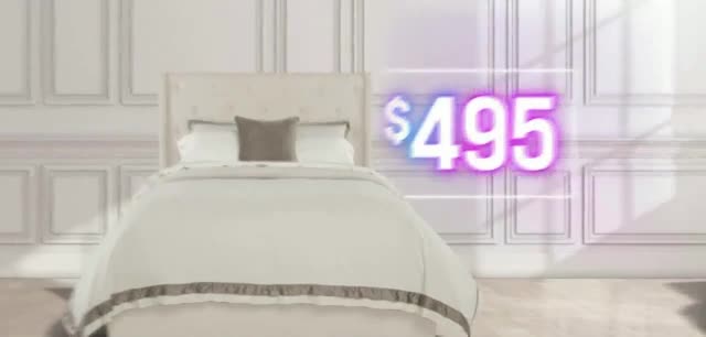 Rooms to Go 'Complete Queen Upholstered Bed: $495'