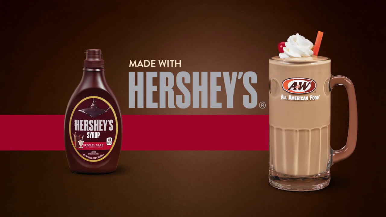 A&W New! Chocolate Shakes made with Hershey's Special Dark Syrup Ad