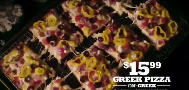 Jet's Pizza Greek Pizza 'Large Greek Pizza: $15.99'