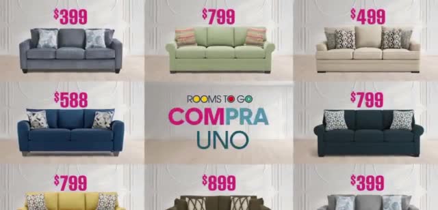 Rooms to Go Venta de Sofá Cama 'Docenas de Bellos Sofás'