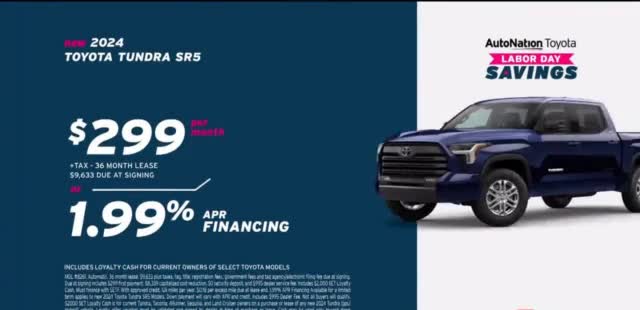 AutoNation Toyota Labor Day Savings '2024 Tundra'
