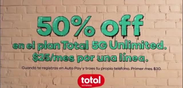 Total Wireless Total 5G Unlimited Plan 'El grafiti: 50% de descuento'