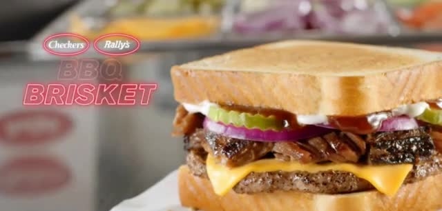 Checkers & Rally's BBQ Brisket Melt & Brisket Bosswich Brisket on a Burger