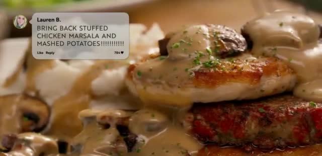  Steak Gorgonzola Alfredo, Chicken Marsala and Manicotti