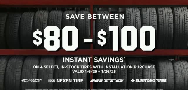 Big O Tires 'Savings: $80-$100 Instant Savings'