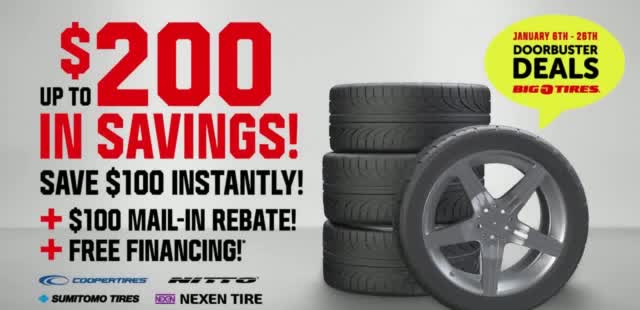 Big O Tires Doorbuster 'New Years: Save up to $200 on Select Tires'