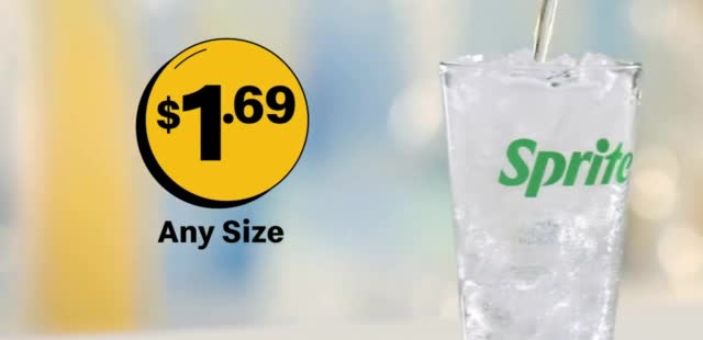  'Variety of Refreshing Beverages: $1.69 Any Size'