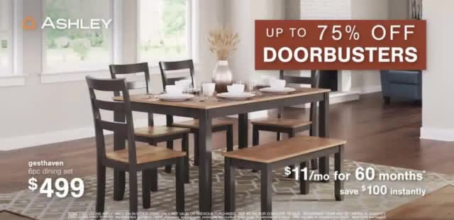 Ashley HomeStore Presidents Day '72 Hours: Up to 75% Off Doorbusters'