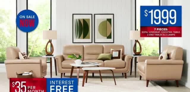 Rooms to Go Anniversary Sale 'Leather Living Room: $1,999'
