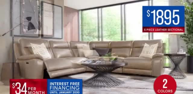 Rooms to Go 'Leather Sectional: $1,895 and Bonus Buy'
