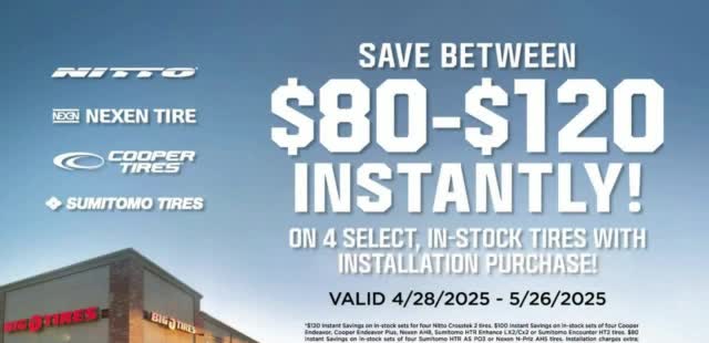 Big O Tires 'Your Road: Save $80 to $120'
