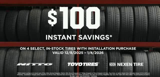 Big O Tires 'Savings: $100'